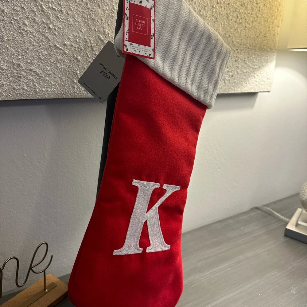 🆕Red Christmas Stocking with “K” Initial